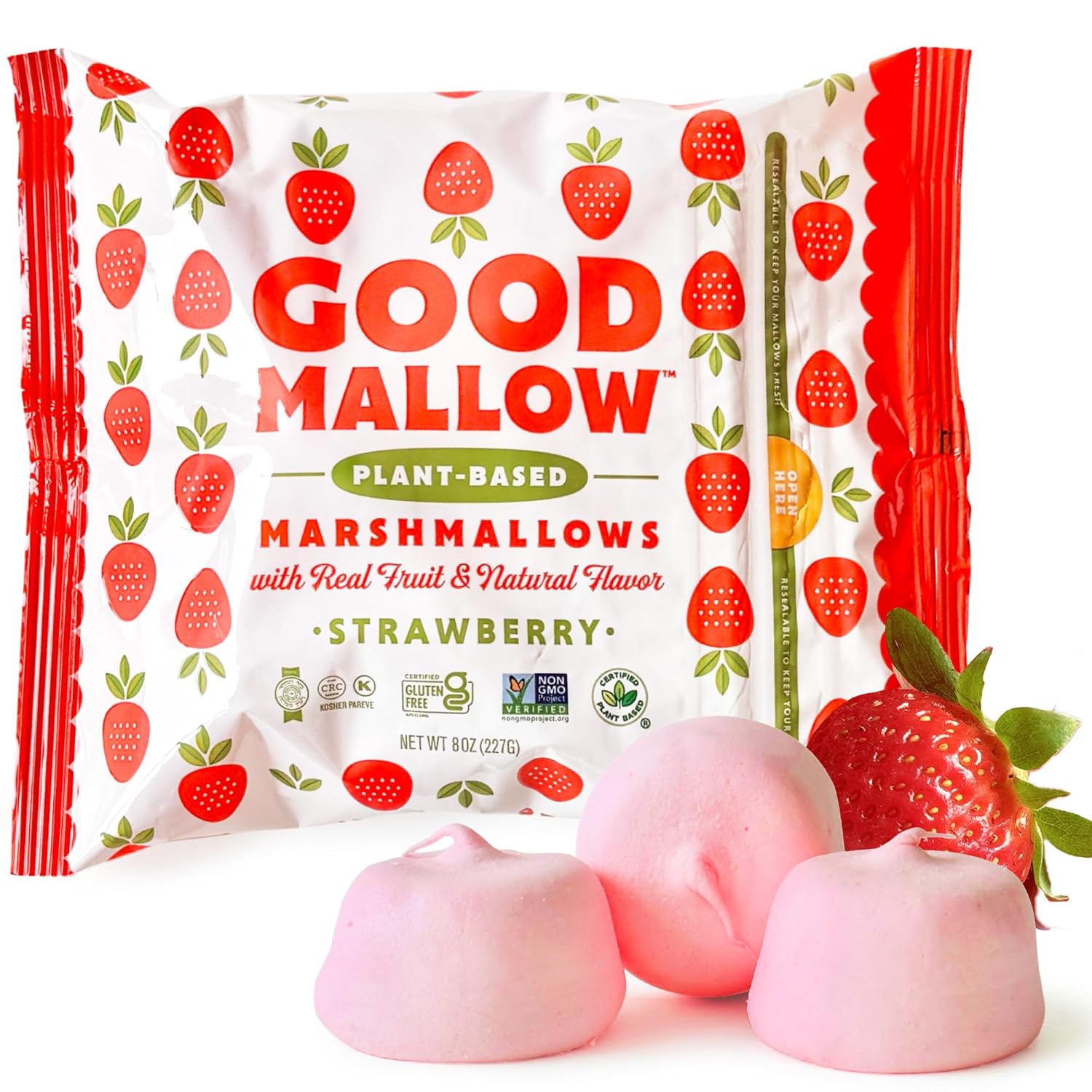 エクササイズグッズ Mallow Good Mallow - Plant-Based Marshmallows - Strawberry, 8oz – Vegan