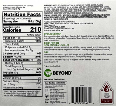 Beyond Meat - Plant-Based Sausage Links, Brat Original, 14oz