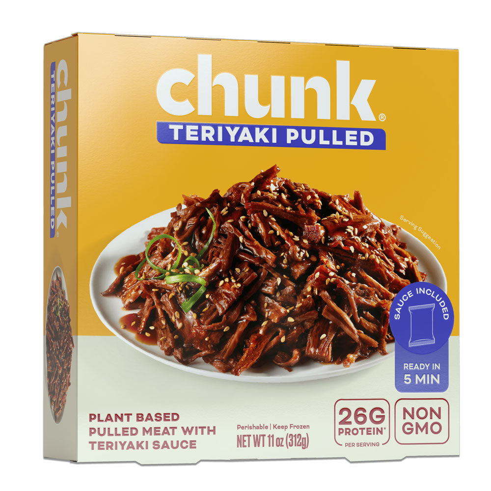 plant based meat sauce Chunk Plant-Based Pulled Teriyaki, 8oz – Vegan, High Protein, Tasty – Vegan Essentials