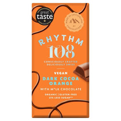 Rhythm108 - Vegan M'lk Chocolate Bar Filled with Cocoa Orange, 100g