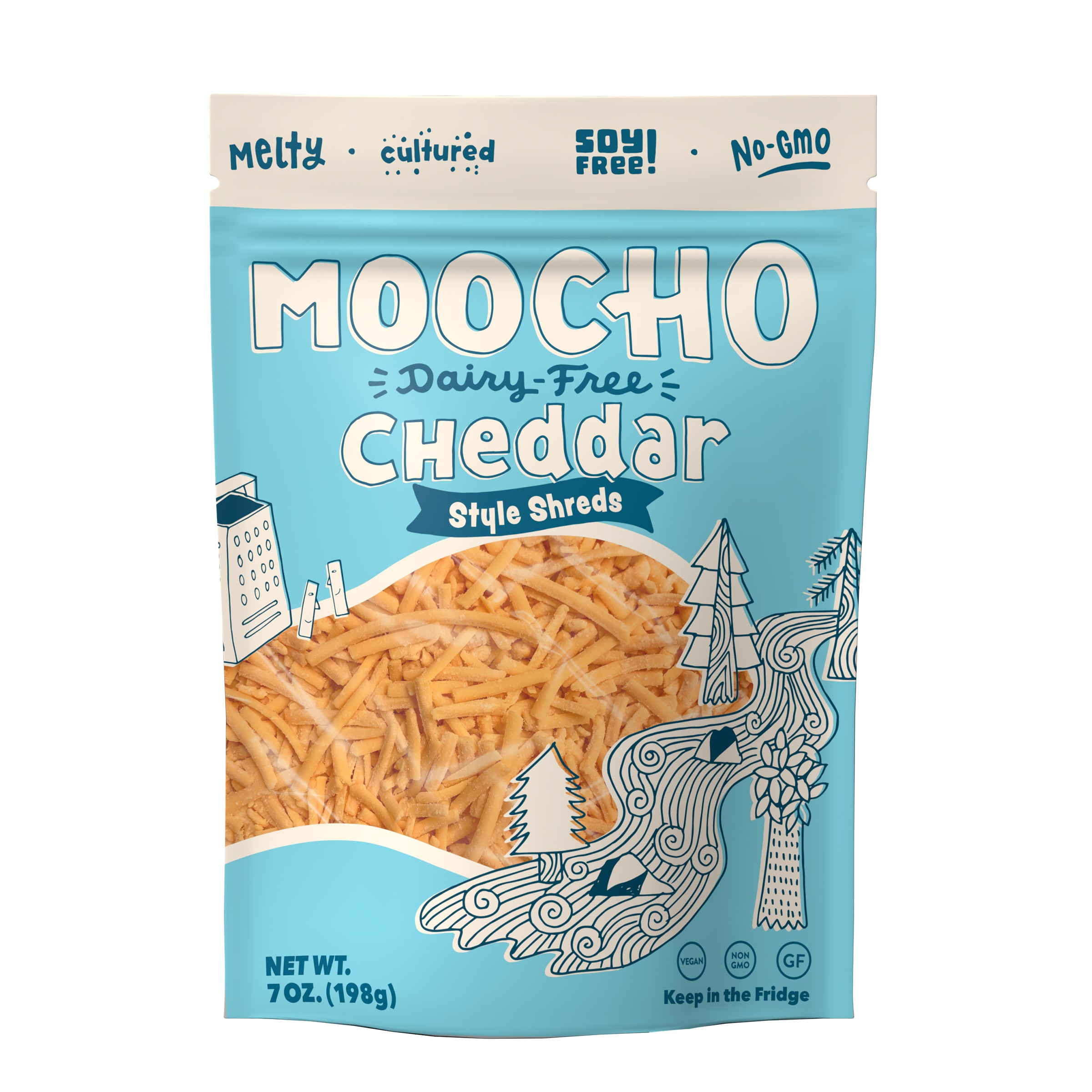 Moocho DairyFree Cheese Shreds Cheddar, 8oz Vegan Essentials