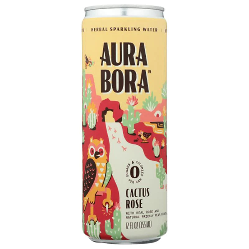 Aura Bora Cactus Rose Sparkling Water 12oz Vegan Essentials