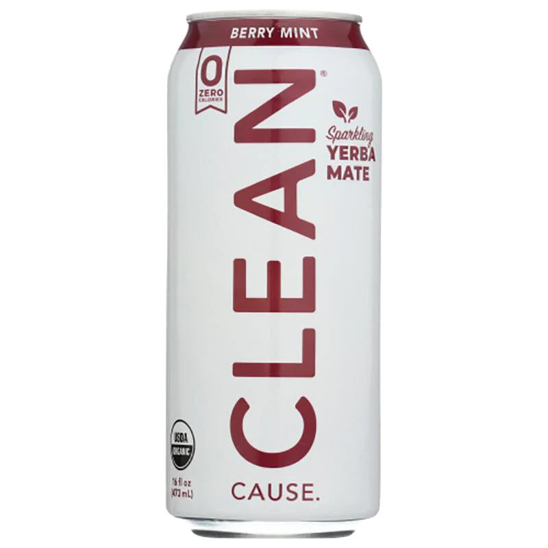 Clean Cause Yerba Mate Berry Mint Zero Calorie, 16oz Vegan Essentials