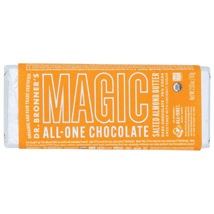 Dr. Bronner's Salted Almond Butter Magic AllOne Chocolate Bars, 3oz