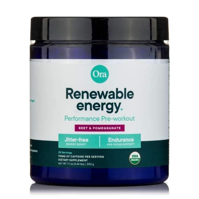 Ora Organic PreWorkout Powder Renewable Energy, 7oz Vegan Essentials