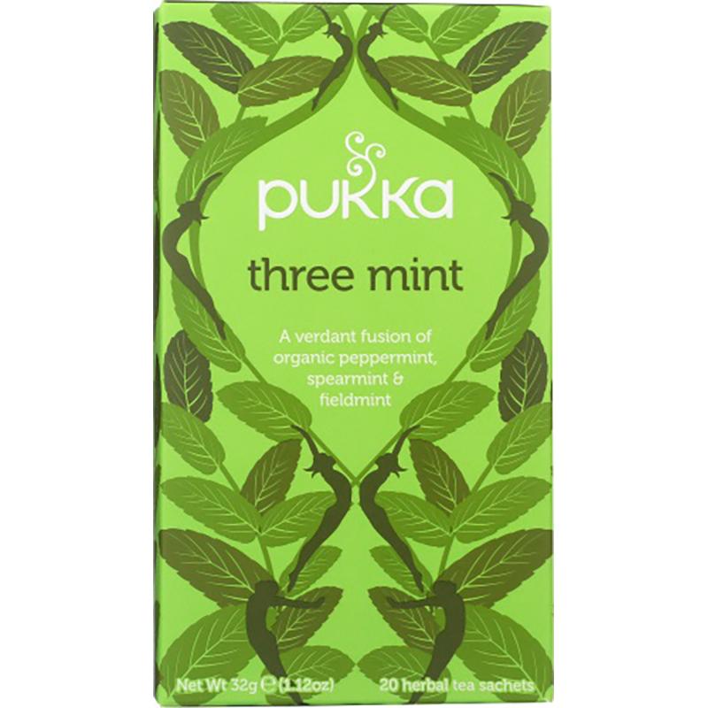 Pukka Herbal Teas Organic Three Mint Tea - Case of 6/20 Bags