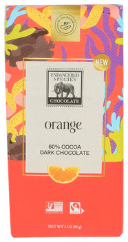 Endangered Species - 60% Cocoa Dark Chocolate Bar with Orange, 3oz