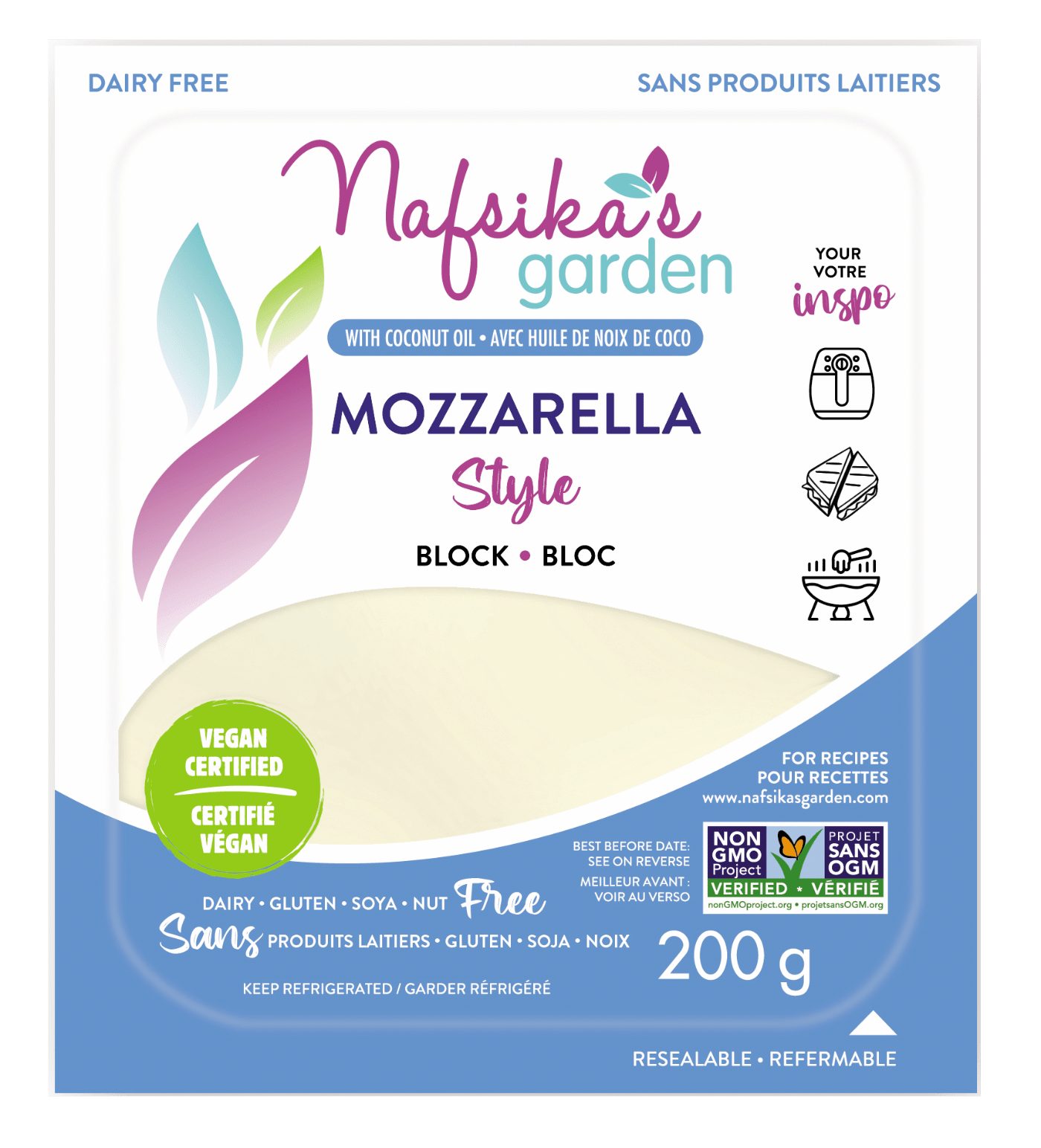 Nafsika's Garden - Vegan Cheese - Mozzarella Slices, 7.05oz