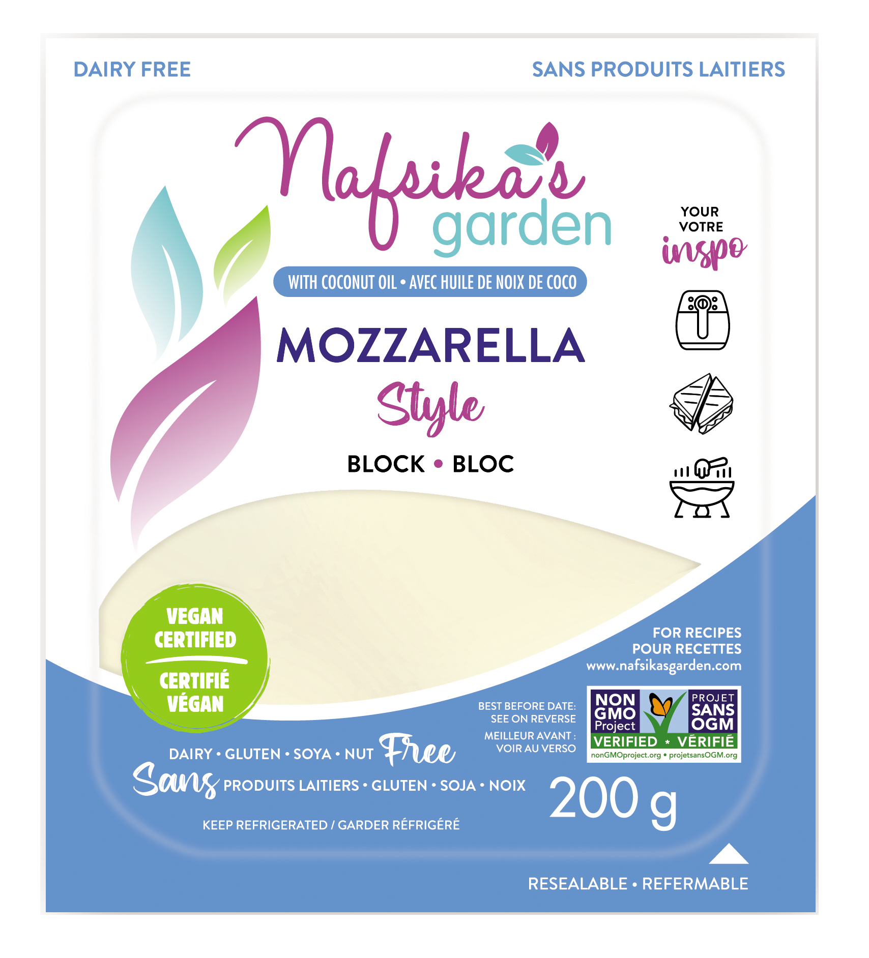 Nafsika's Garden - Vegan Cheese - Mozzarella Slices, 7.05oz