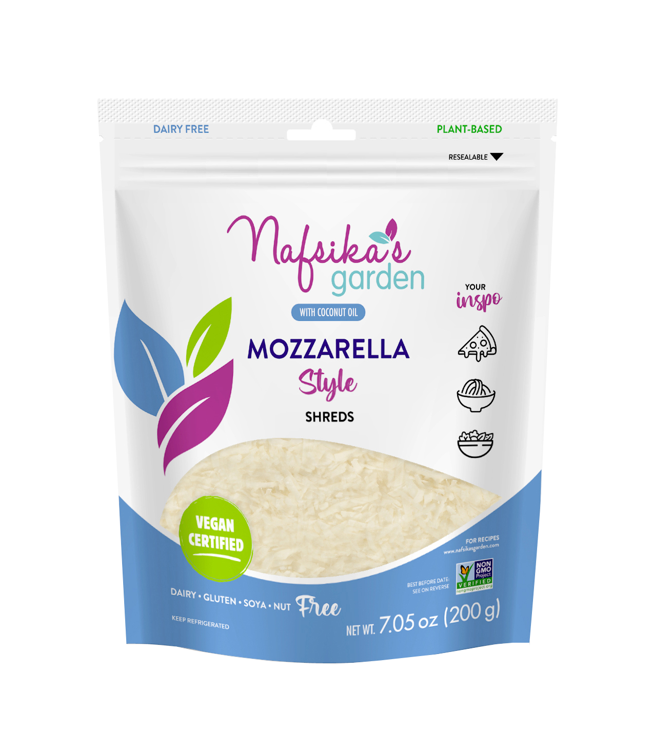 Nafsika's Garden - Vegan Cheese - Mozzarella Shreds, 7.05oz
