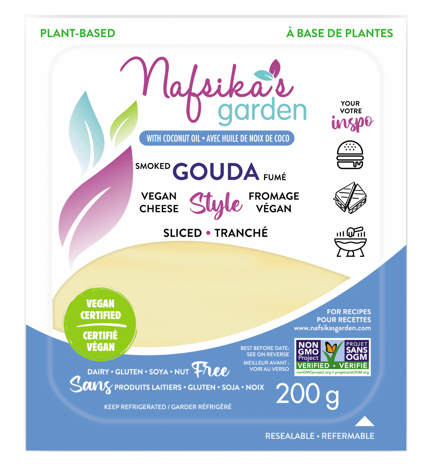 Nafsika's Garden - Vegan Cheese - Smoked Gouda Slices, 7.05oz