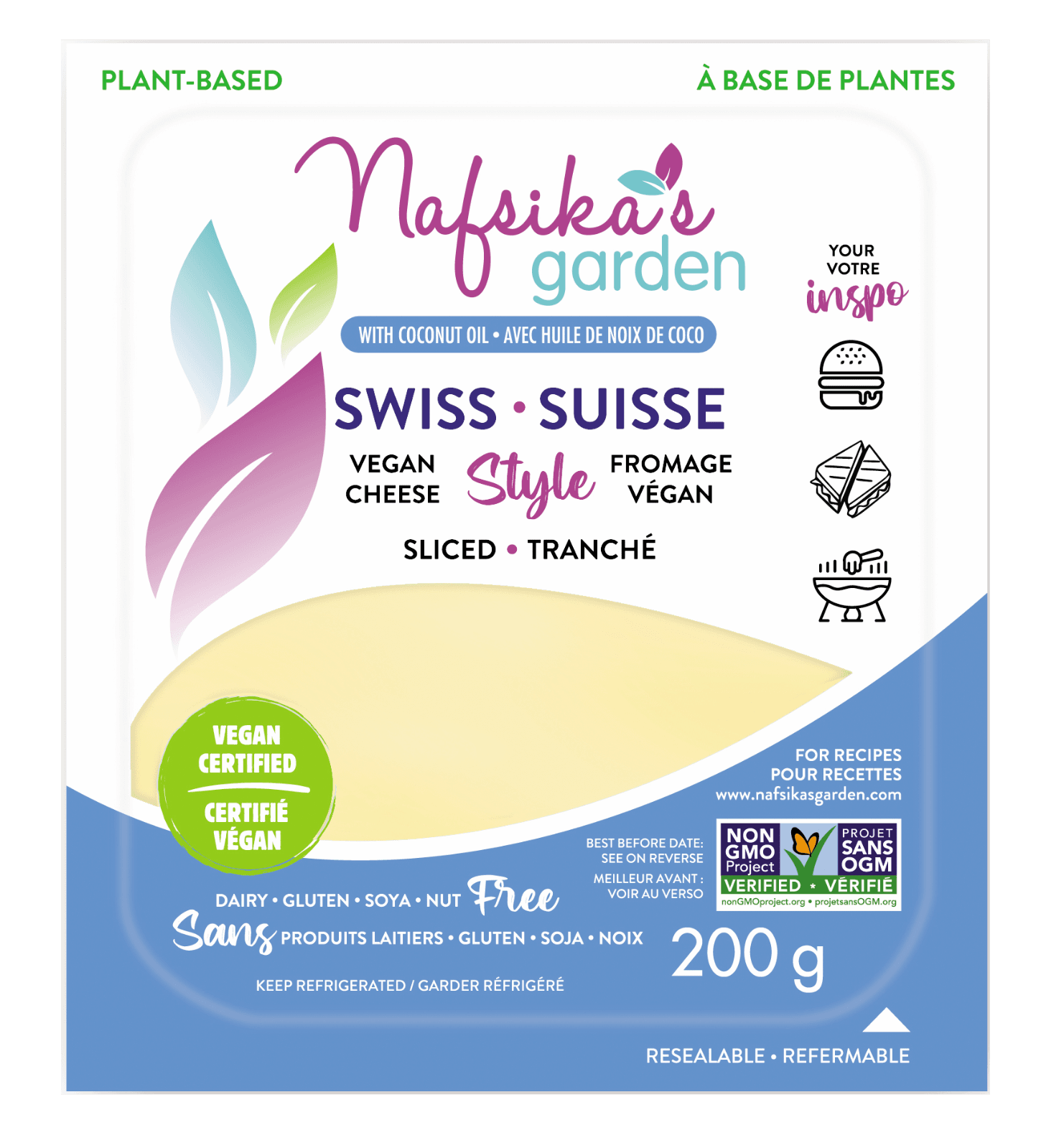 Nafsika's Garden - Vegan Cheese - Swiss Slices, 7.05oz
