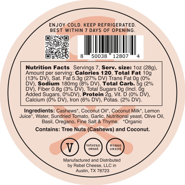 Rebel Cheese - Plant Based Tomato Herb Fromage, 7oz