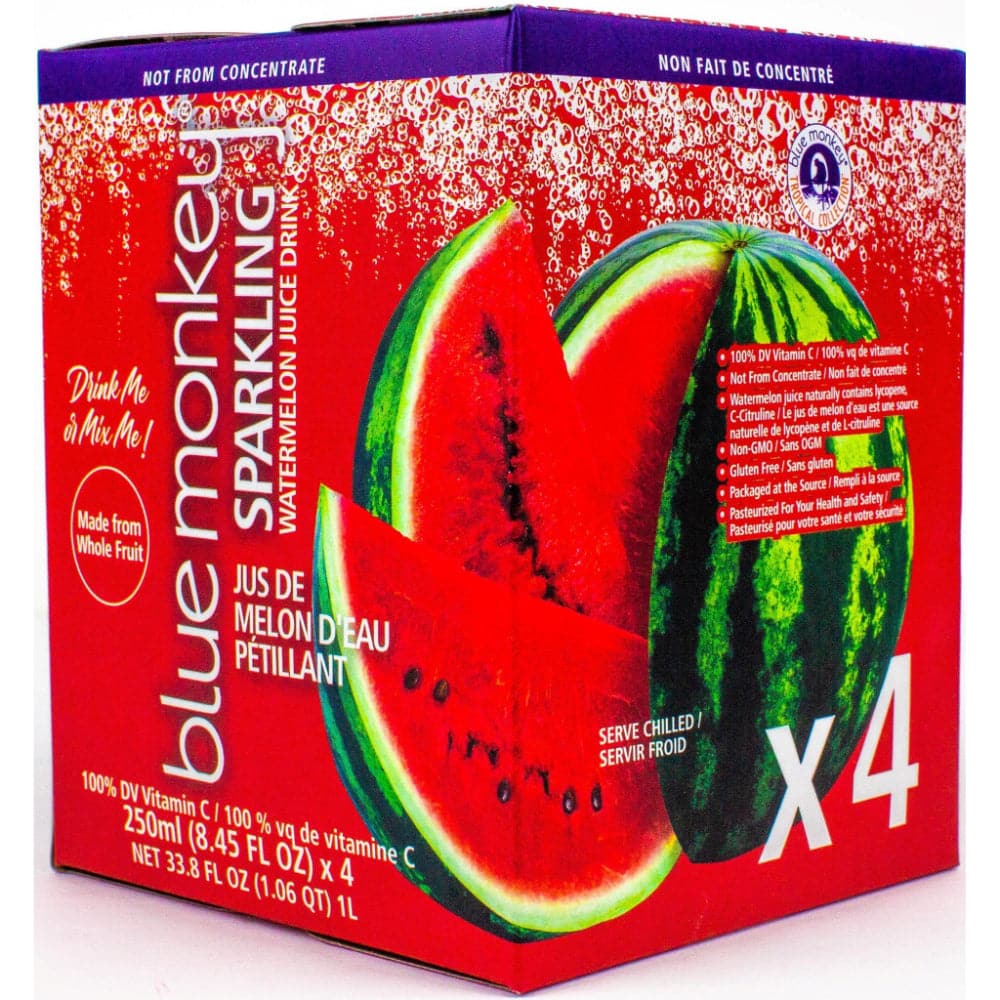 Blue Monkey - Sparkling Watermelon Juice, Not From Concentrate, 8.45 fl oz - Pack of 4