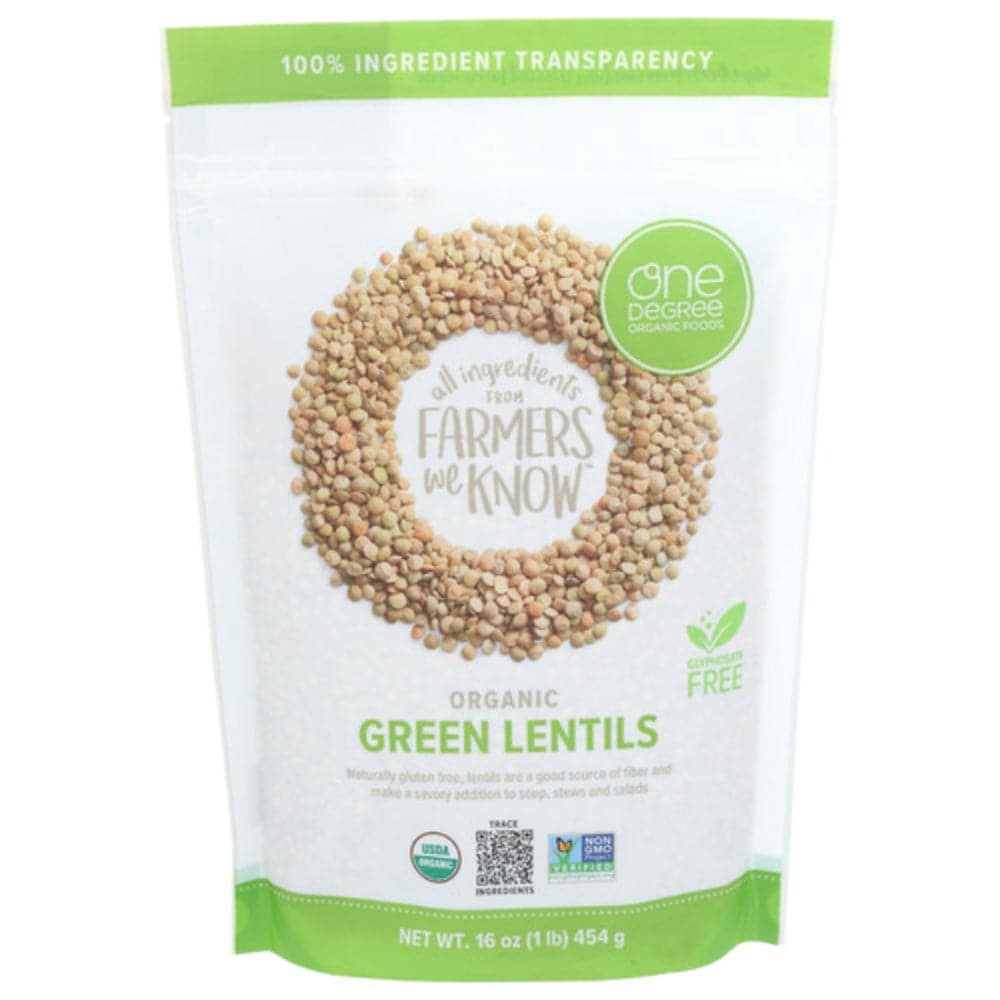 One Degree - Organic Foods Organic Green Lentils - 160z