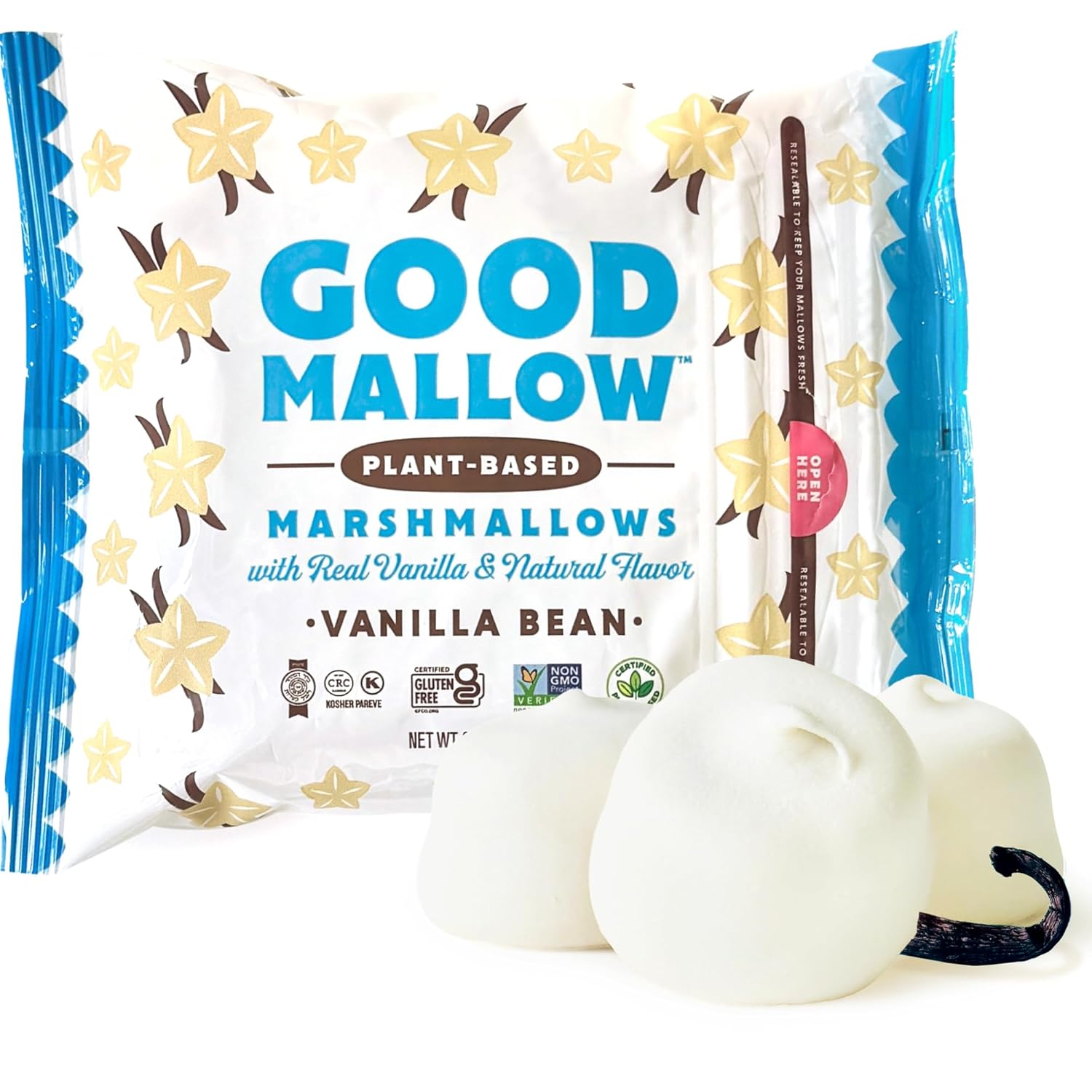 Good Mallow - Plant-Based Marshmallows - Vanilla, 8oz