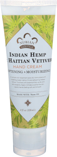 Nubian Heritage - Hand Cream Indian Hemp Vetiver 4 OZ - Pack of 1