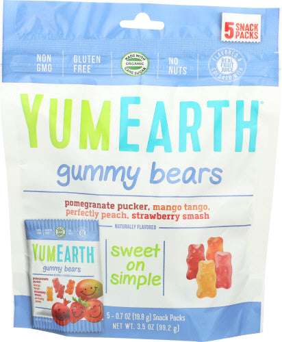 Yumearth Gummy Bear Snkpk 3.5 Oz - Pack Of 12