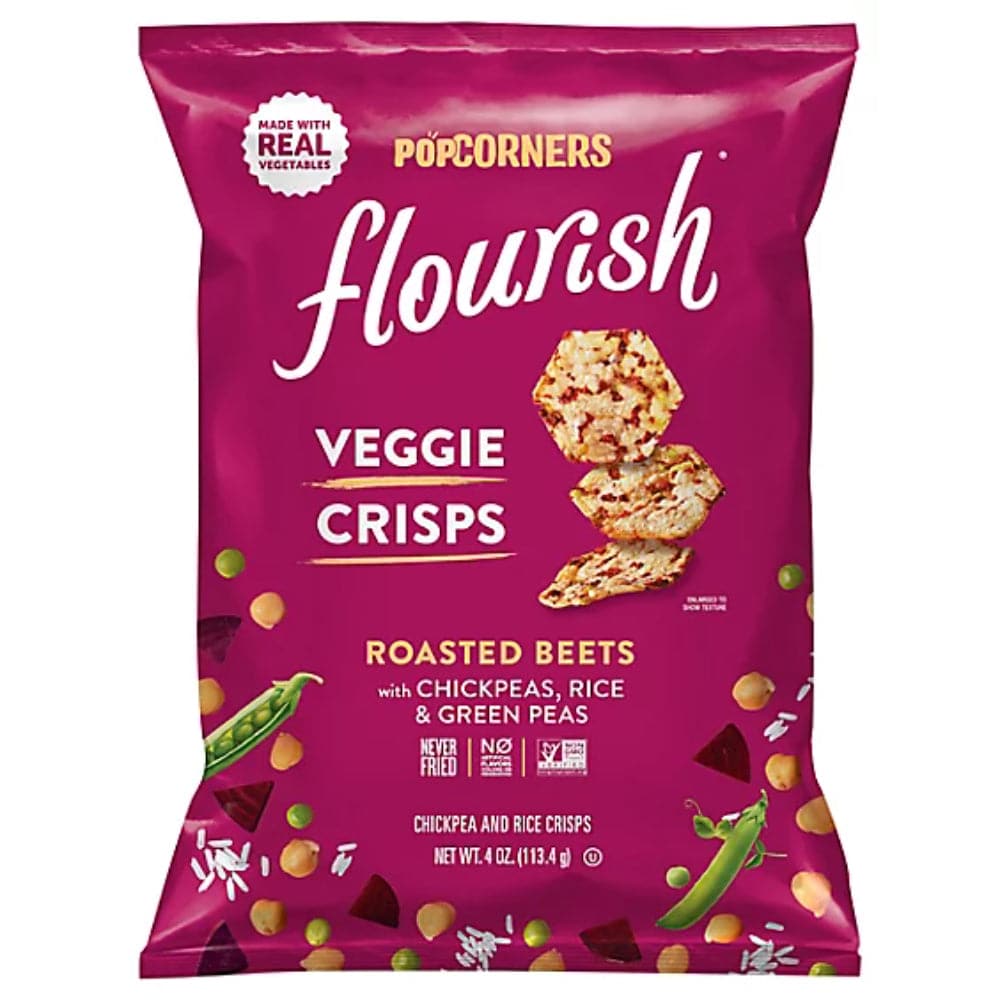 Popcorners - Flourish Veggie Crisps Roasted beets with chickpeas, rice & green peas - 4oz