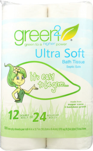 GREEN2 - BATH TISSUE 2PLY 300SHT 12 PC - Pack of 8