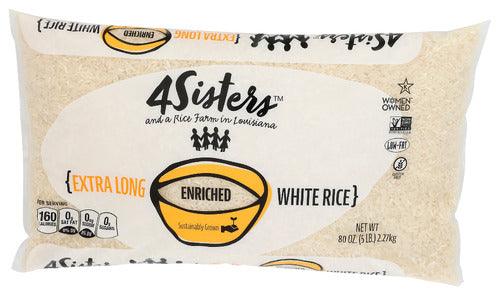 4 Sisters - Rice White Long Grain, 5 Lb - Pack of 8