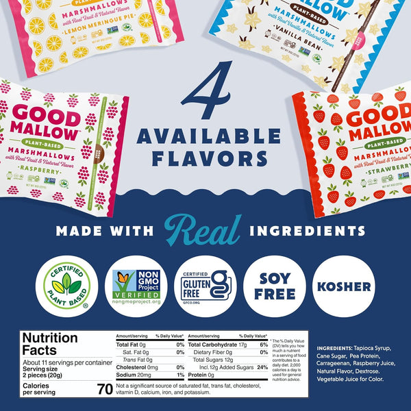 Good Mallow - Plant-Based Marshmallows - Raspberry, 8oz