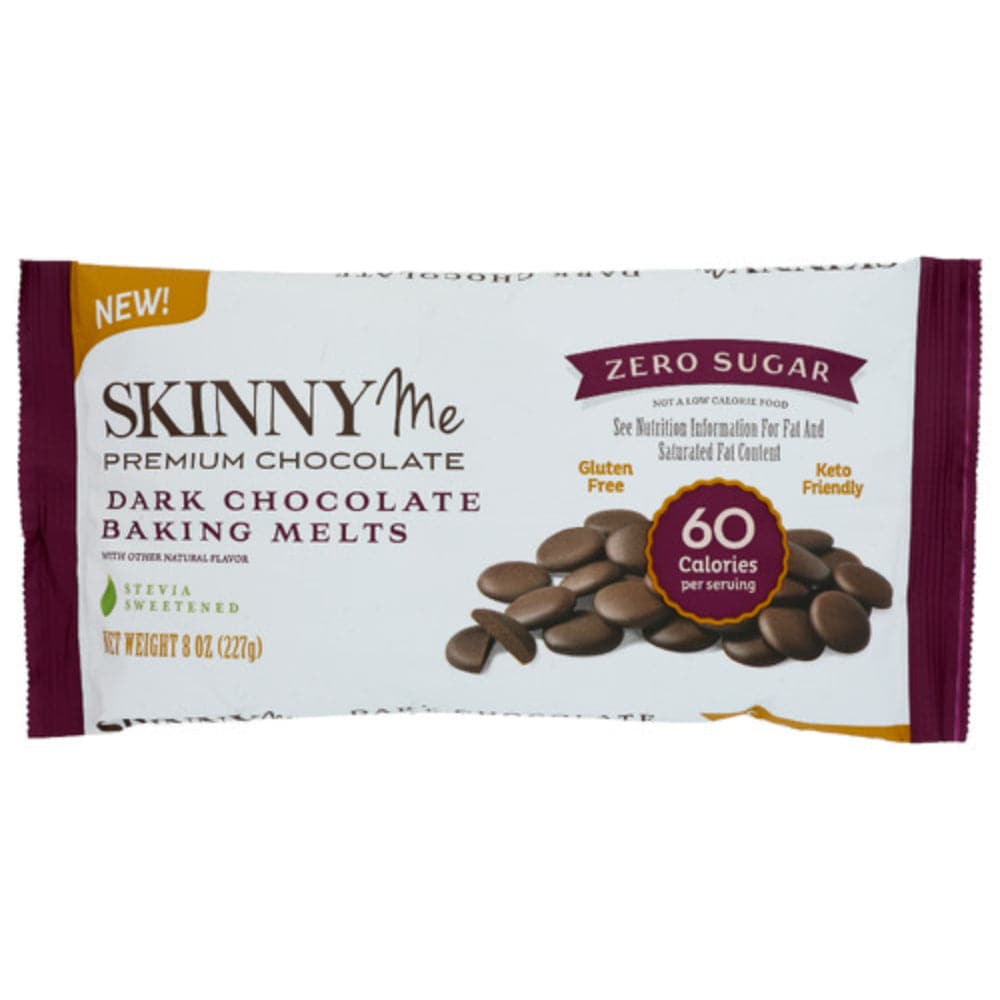 SkinnyMe - Dark Chocolate Zero Sugar Baking Melts, 8 Oz - Pack of 12