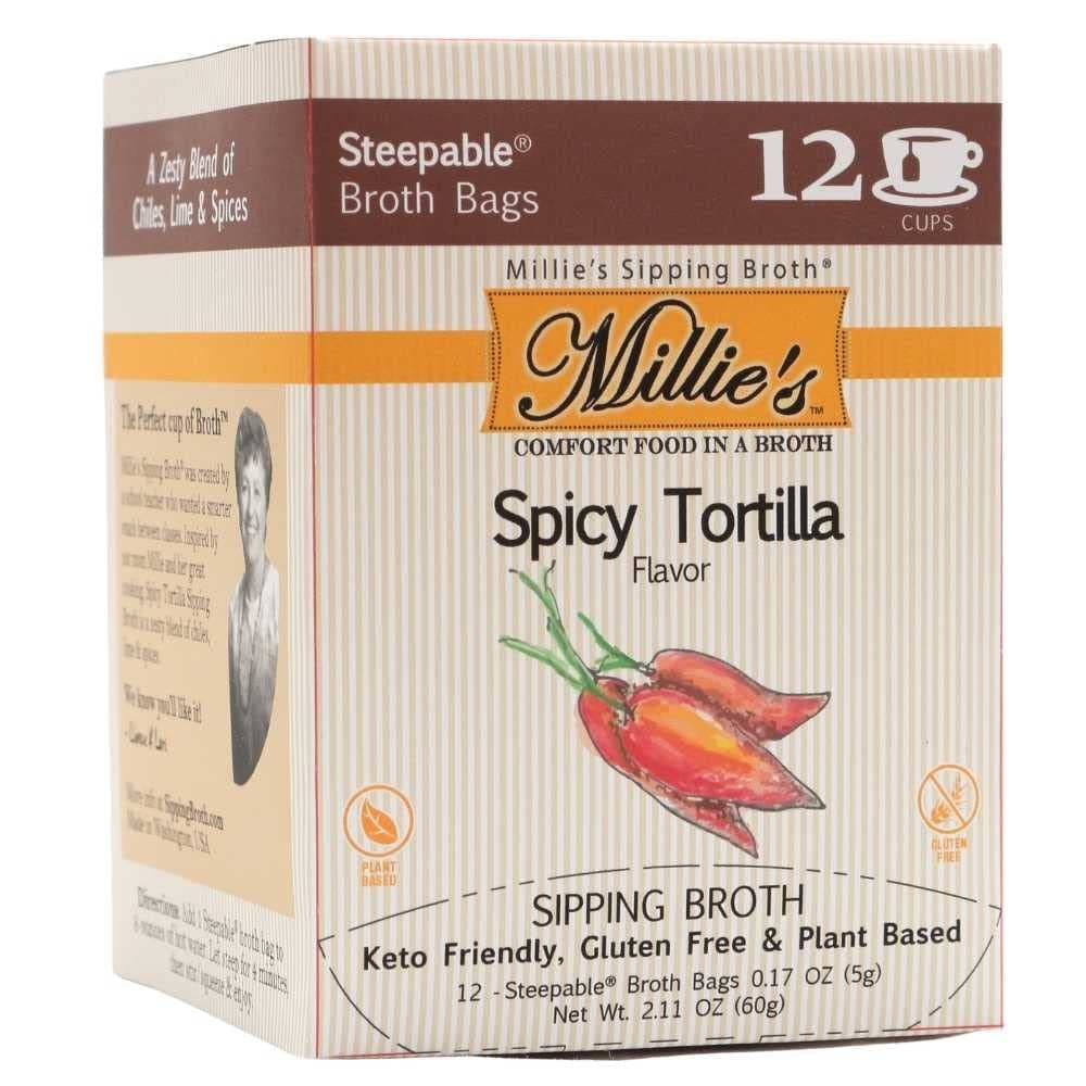 Millie's Sipping Broth - Spicy Tortilla Broth, 12 Ct - Pack of 6