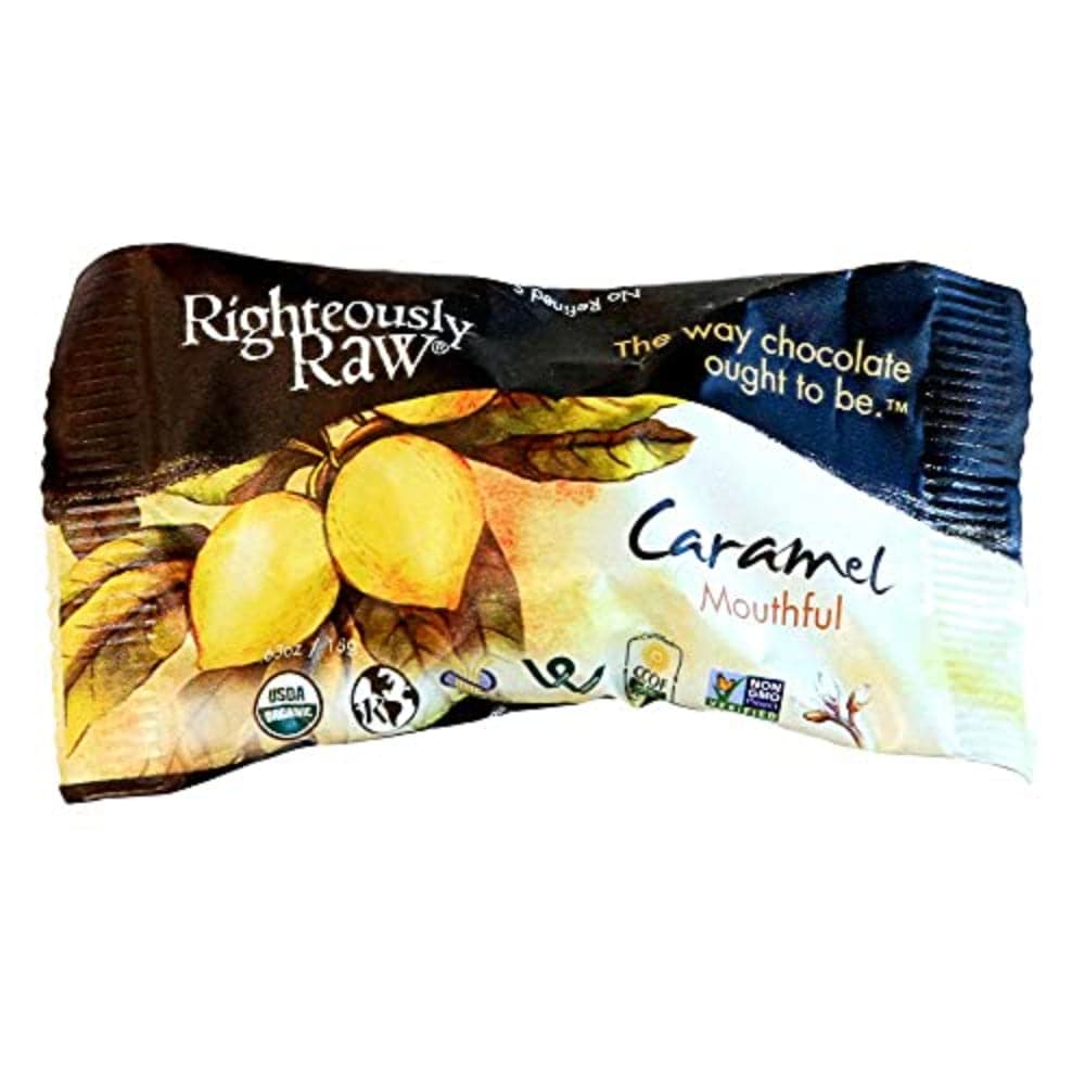 Righteously Raw - Organic Dark Chocolate Brownie Mouthfuls - Caramel Lucuma 18g - 12pack