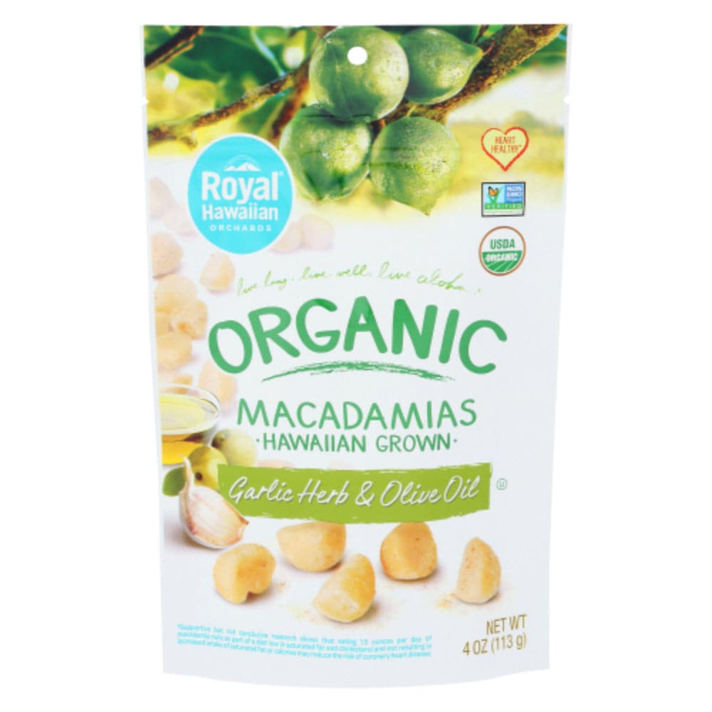 Royal Hawaiian - Orchards Organic Garlic Herb & Olive Oil Macadamias, 4 oz