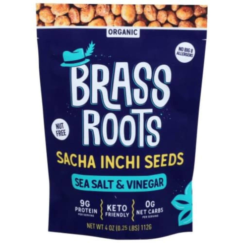 Brass Roots - Sea Salt & Vinegar Sacha Inchi Seeds, 4 oz