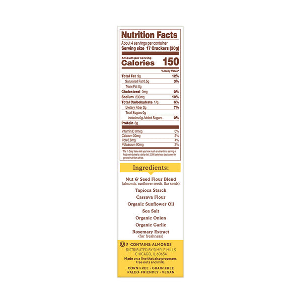 Simple Mills - Almond Flour Crackers Sea Salt, 4.25oz