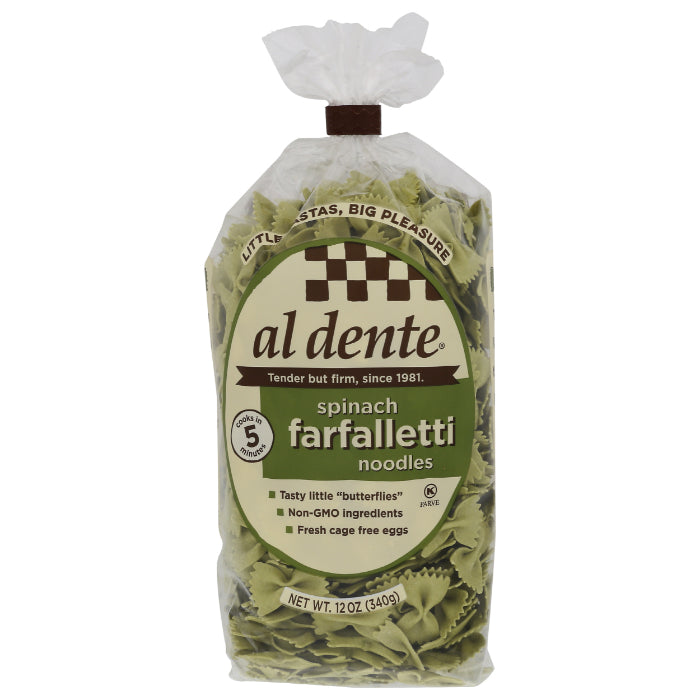 Al Dente - Pasta Spinach Farfalletti, 12 Oz - Pack of 6