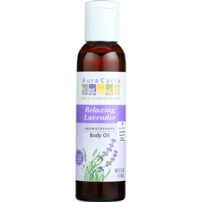 Aura Cacia - Body Oil Relaxing Lavender, 4 oz - Pack of 3