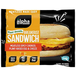 Alpha Foods Breakfast Sandwich - Meatless Spicy Chorizo, Plant-Based Egg & Cheeze