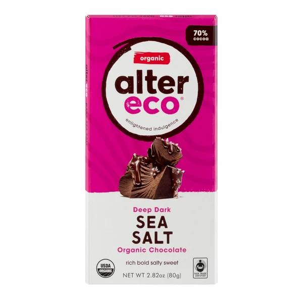 Alter Eco - Dark Chocolate Organic Deep Dark Sea Salt 70% Cocoa, 2.82 Oz | Pack of 12