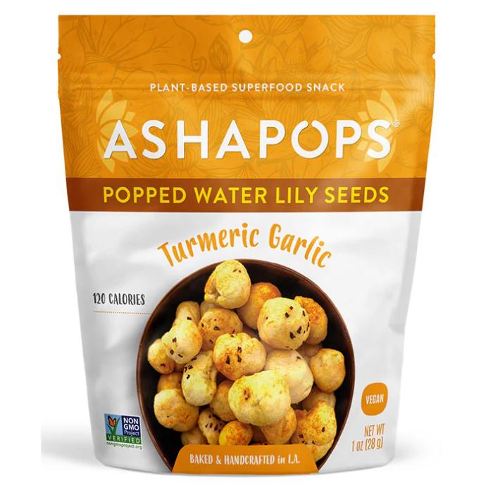 Ashapops -  Popped Water Lily Seeds Turmeric Garlic, 1oz