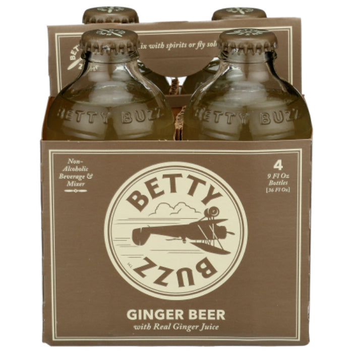 Betty Buzz - Cocktail Mixer Ginger Beer, 4Pk, 36 Fl Oz - Pack of 6