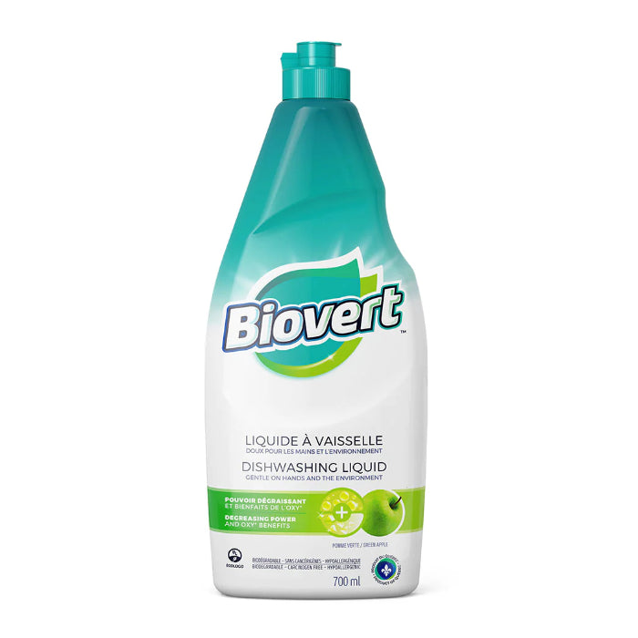 Biovert - Dishwashing Liquid Green Apple, 23.7 fl oz - Pack of 12