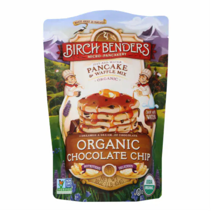 Birch Benders - Mix Pancake Waffle Chocolate Chip, 16 oz - Pack of 6