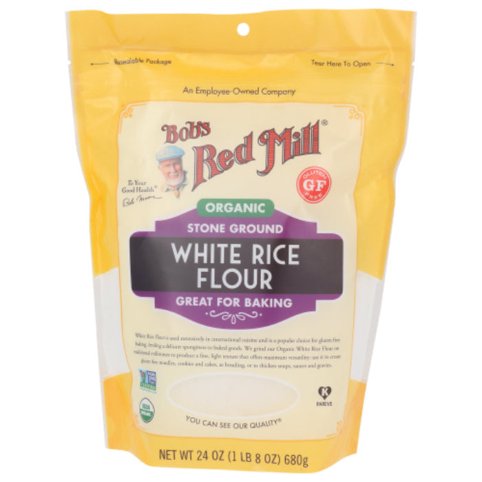 Bob's Red Mill - Flour, Rice, White, Organic, 24 OZ - Pack of 4