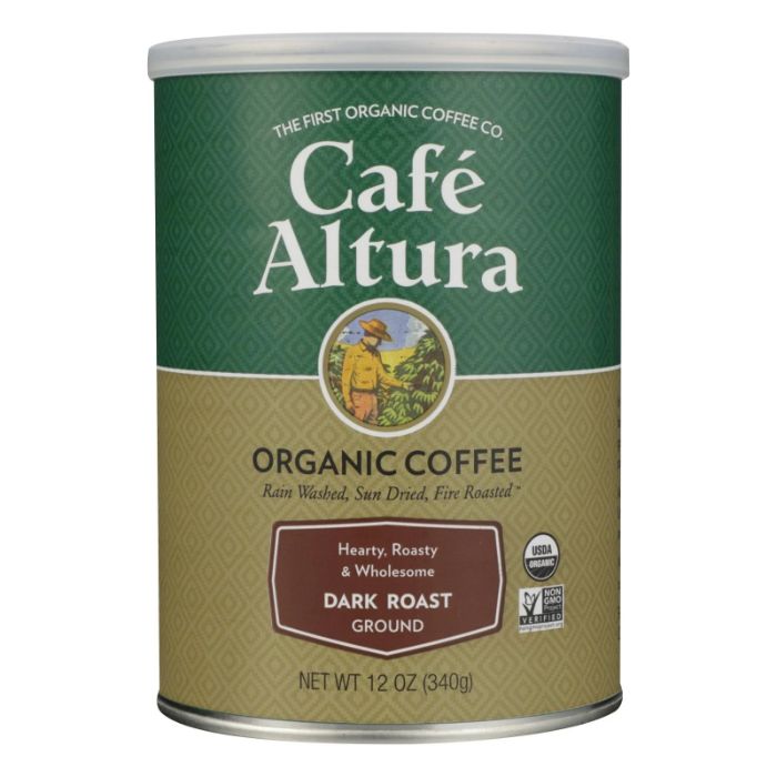 Cafe Altura - Organic Coffee Ground Dark Roast, 12 Oz (Pack Of 6)