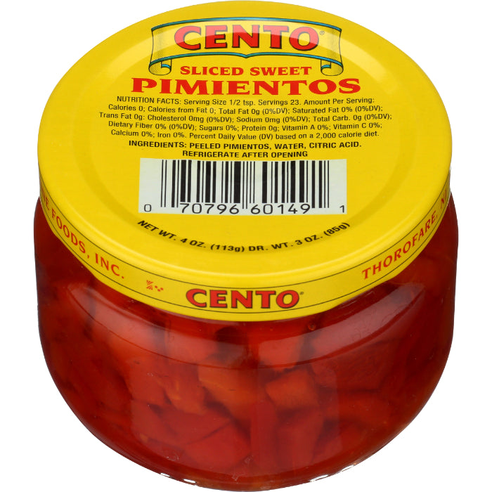 Cento - Pimientos Sliced, 4 Oz (Pack Of 12)