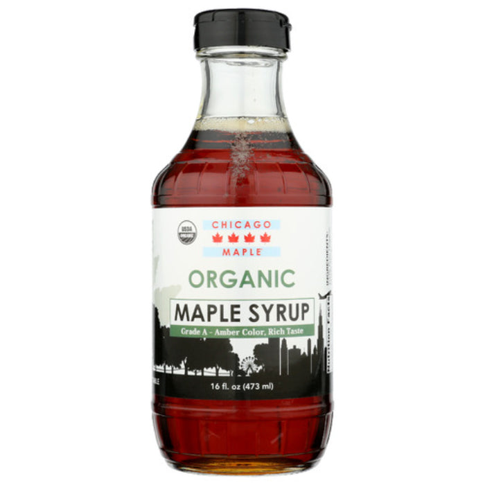 Chicago Maple - Organic Maple Syrup Glass, 16 Floz (Pack Of 12)