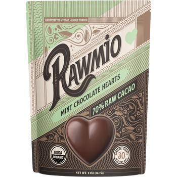 Rawmio - Chocolate Hearts - Mint Dark Chocolate, 2oz