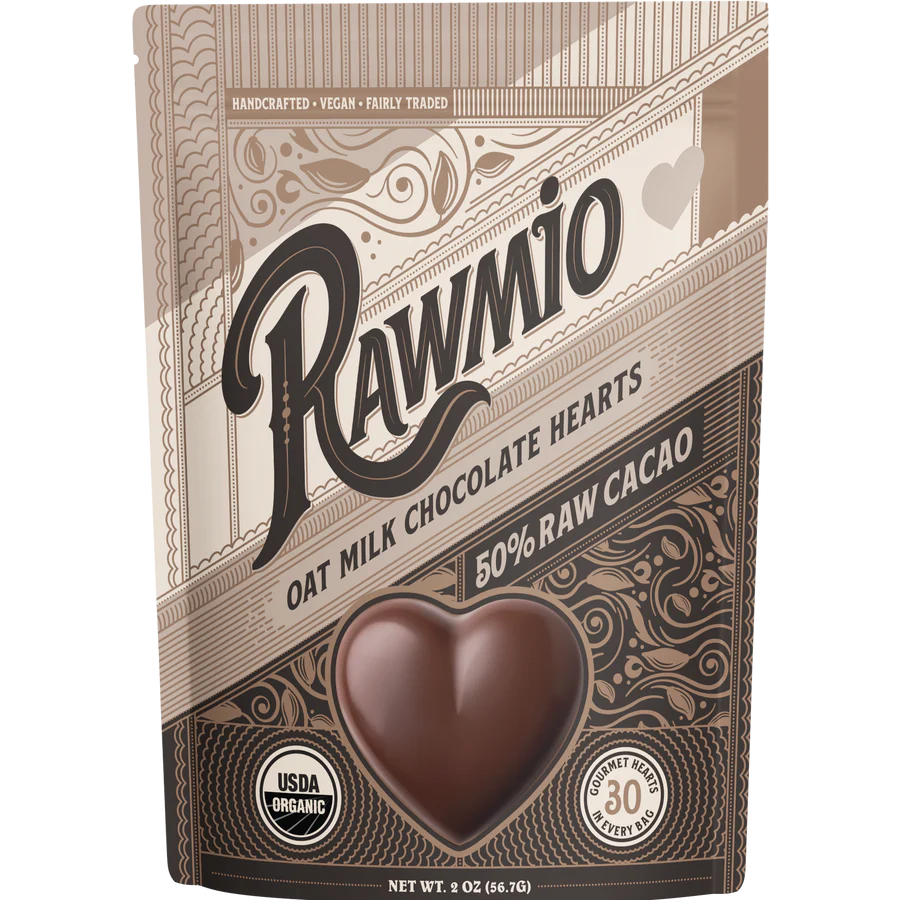 Rawmio - Chocolate Hearts - Oat Milk Chocolate, 2oz