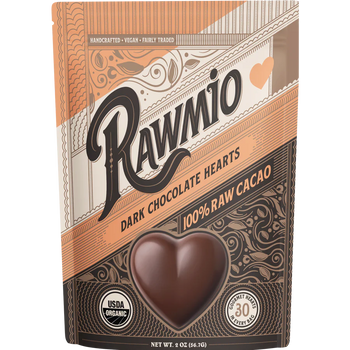 Rawmio - Chocolate Hearts - 100% Dark Chocolate, 2oz