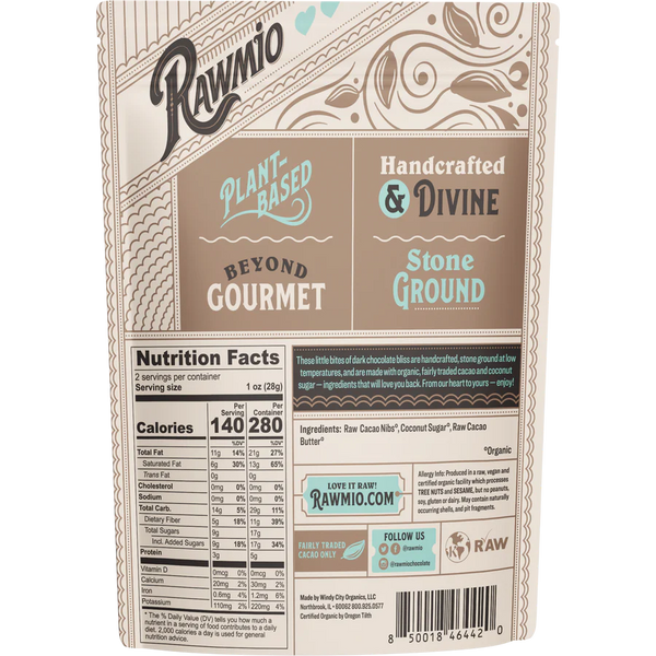 Rawmio - Chocolate Hearts - 70% Dark Chocolate, 2oz
