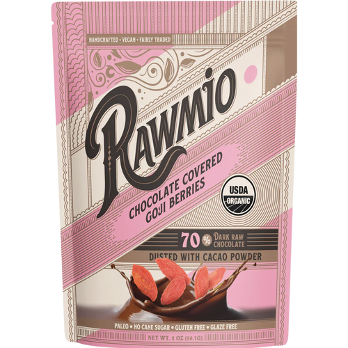 Rawmio - Chocolate Covered Goji Berries - Dark Chocolate, 2oz