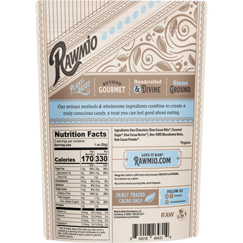 Rawmio - Chocolate Covered Macadamia Nuts - Dark Chocolate, 2oz
